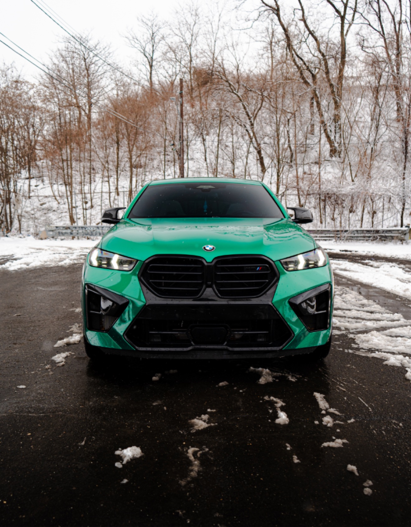 Front exterior view of the green 2025 BMW X6 M Competition