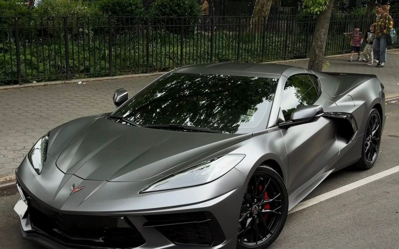 Matte gray Chevrolet Corvette C8 rental in NYC