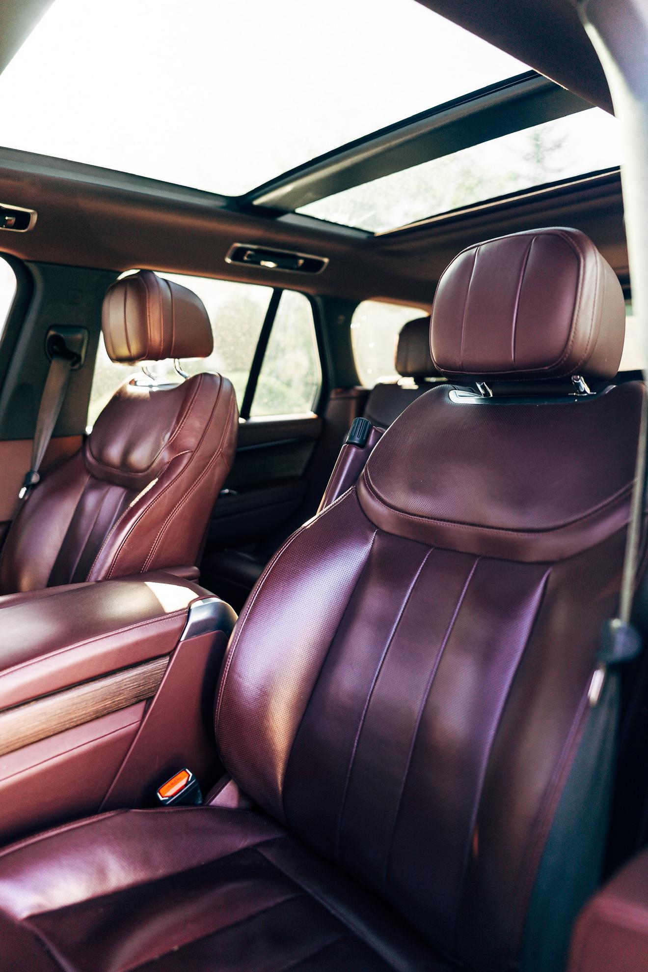 Red leather seats in the Range Rover